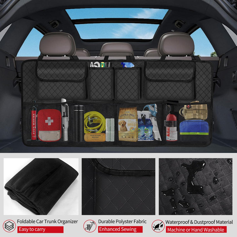 Car Trunk Organizer and Storage, Large Capacity Backseat Hanging Storage Accessories, Backseat Car Organizer for SUV/MPV/Truck (Black) Black