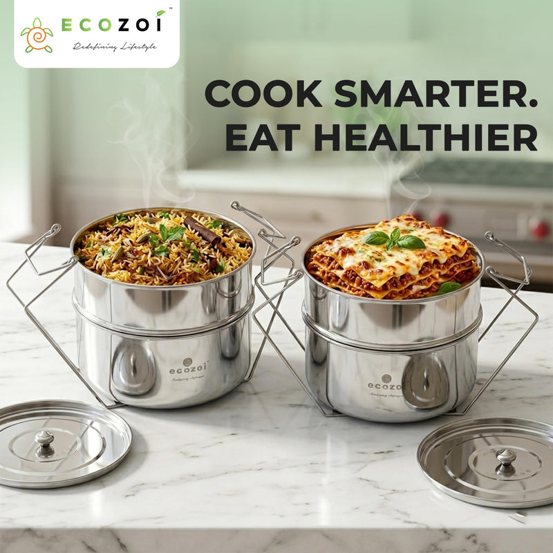 Ecozoi Premium Stackable Steamer Insert Pans Pot in Pot Compatible with Smaller Instant Pot 3, 5, 6, & 8 Quart Instant Pot Accessories - 2 Tier 2-Tier Small: 3/5 Qt