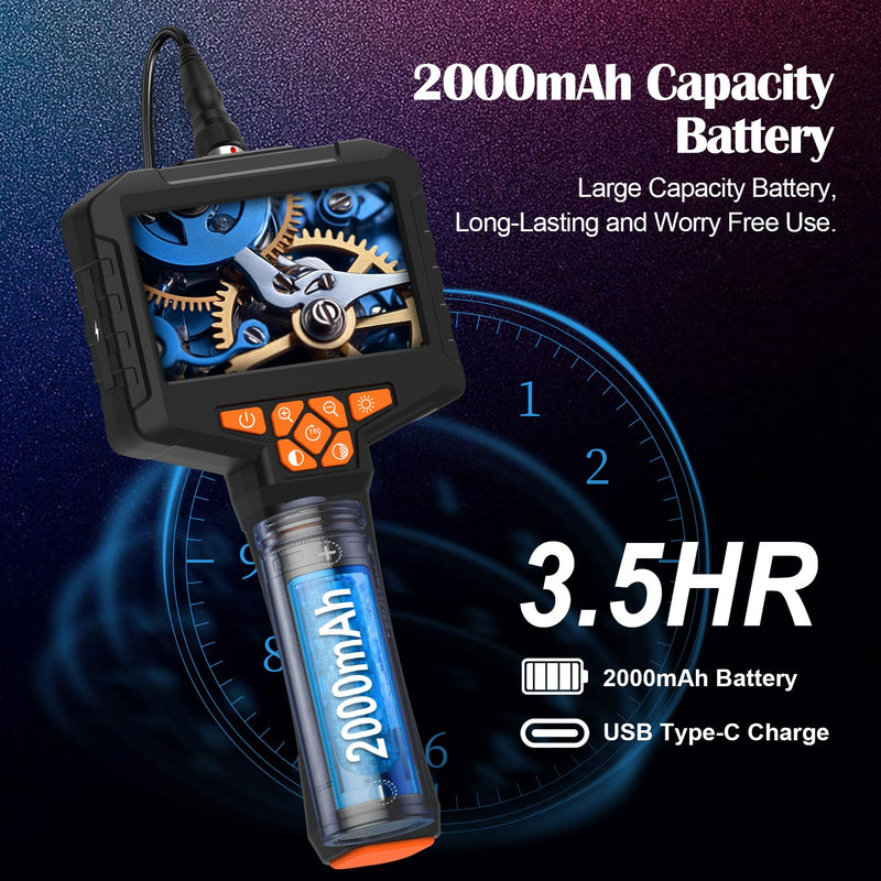 Borescope Camera with 8 LED Light, Industrial Endoscope Cameras with Light 4.3" IPS 1920P HD Screen, Inspection Camera with 16.5ft Semi-Rigid Cable Waterproof, Sewer Drain Pipe Snake Cameras