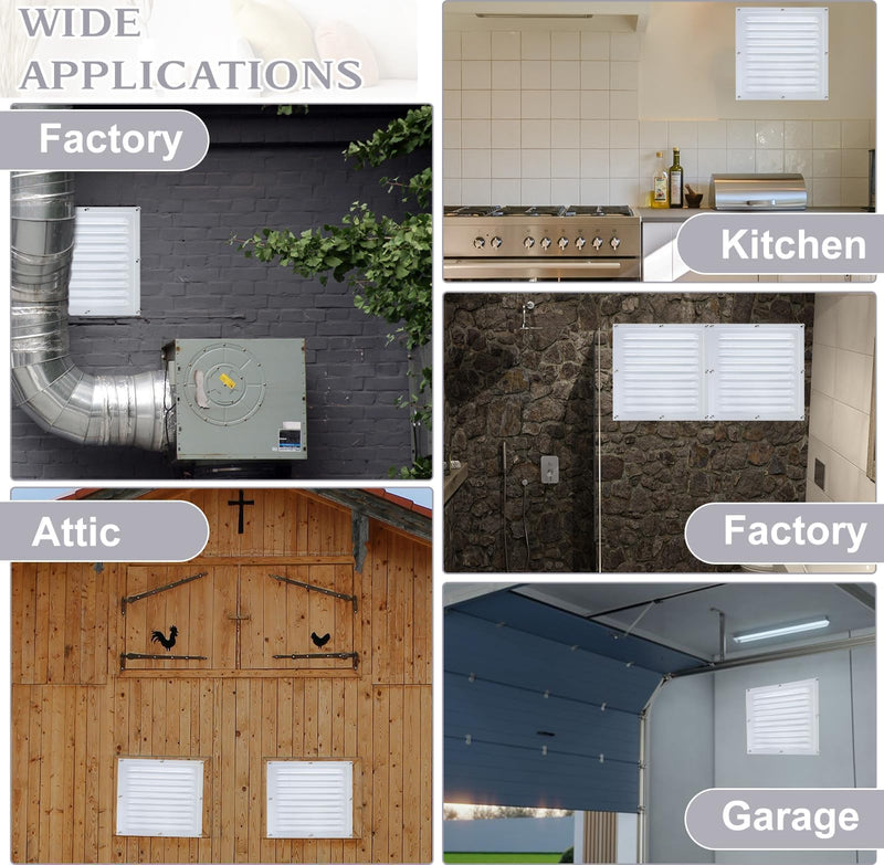 2 Pcs Attic Vent 10" X 10" Shed Vents Metal Gable Vents for Houses Wall Vent with Screen Vent Covers for Home Garage Attic Ceiling, Boost Ventilation and Guard Against Moisture (White) White
