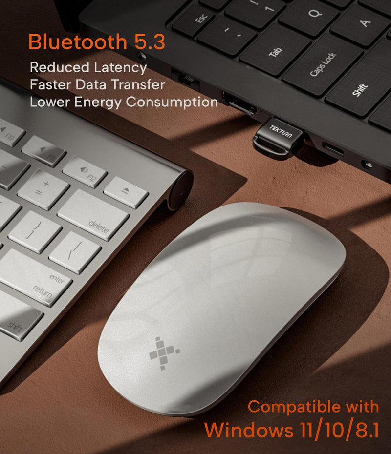 USB Bluetooth 5.3 Adapter: Plug-and-Play, Nano Design, EDR & BLE, Compatible with Windows 11/10/8.1/7, Desktop, Laptop, Supports Headphones, Keyboard, Mouse, Speakers, Printer
