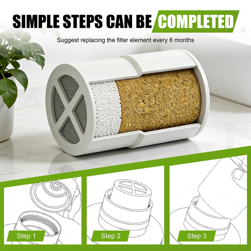3-Pack Replacement Filter for JOLIE Shower Head, Compatible with JOLIE Shower Filter Cartridge, Reduces Chlorine, Heavy Metals & Impurities, Softens Skin & Hair 3-Pack