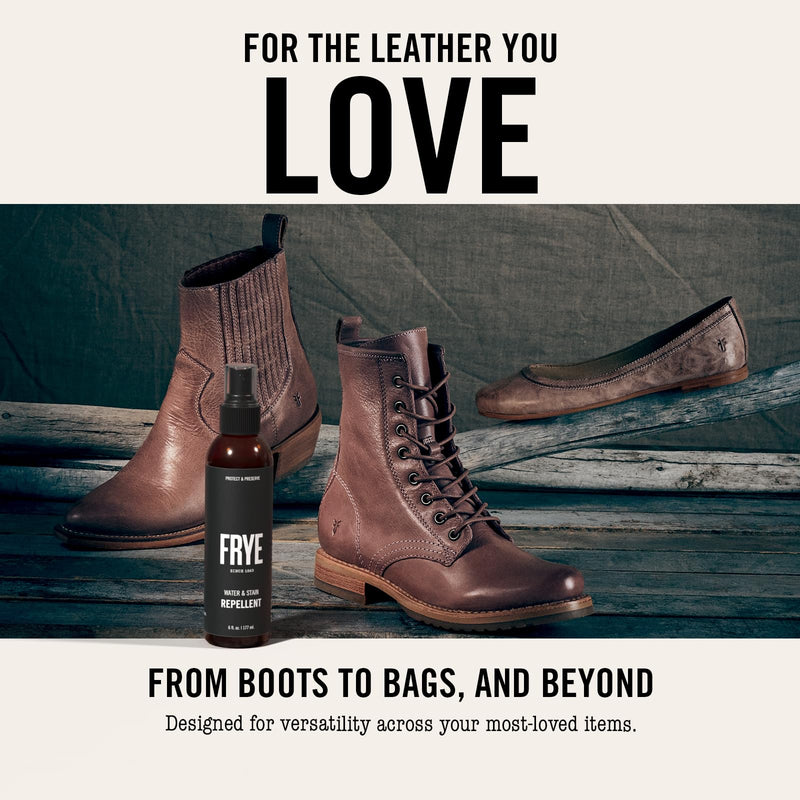 Frye Leather Water & Stain Repellent – 6oz Spray – Non-Aerosol, Made in USA – Protects Leather, Suede & Nubuck – Shields Against Water, Rain, Salt & Spills – Safe on All Colors