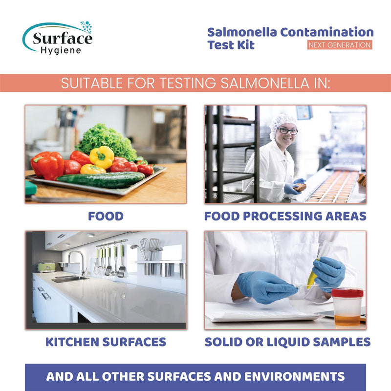 Salmonella Test Kit for Foods, Food Processing Areas, All Surfaces, Environments, Solids and Liquids (Pack of 1)