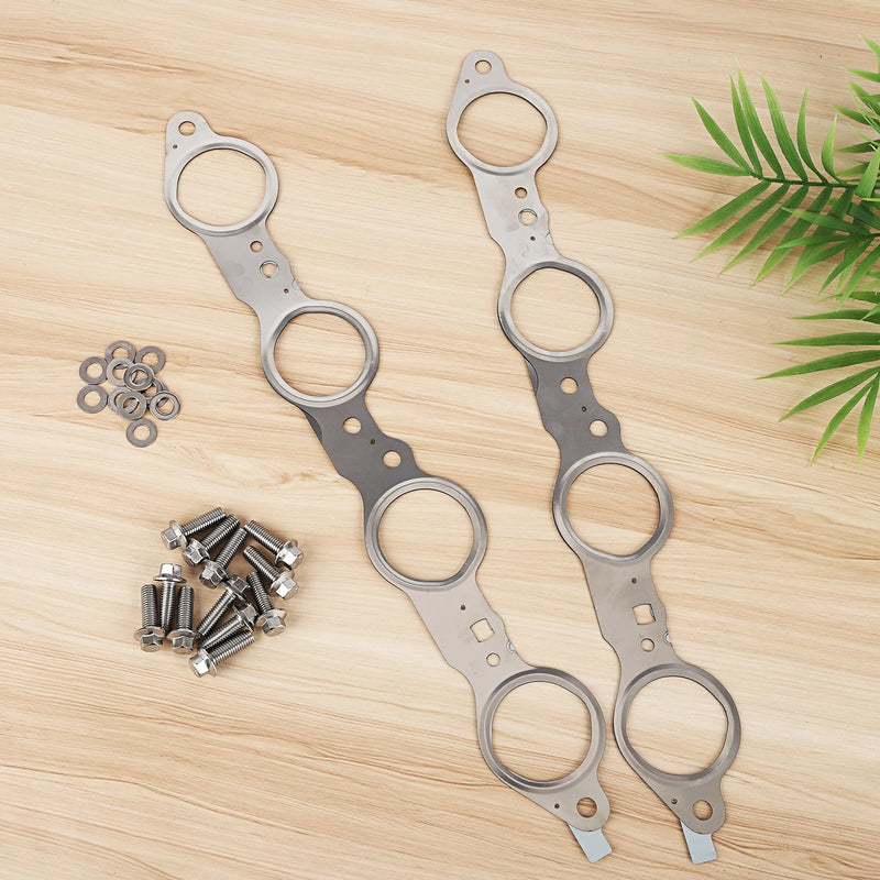 12617944 Exhaust Manifold Gasket Set Compatible with Silverado Sierra Suburban 1500 2500 HD Yukon CTS Escalade MLS LS LQ LM7 4.8L 5.3L 5.7L 6.0L 6.2L, Manifold Gaskets with Bolts