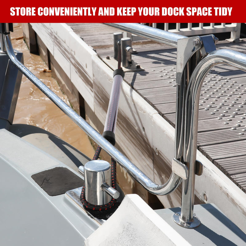 Tandefio 2 Pcs Dock Rods for Boat Docking Pole 16 Inch Docking Sticks for Boats Mooring Bungee Lines with Hook, Speedboat Accessories for Men Gifts Red Black
