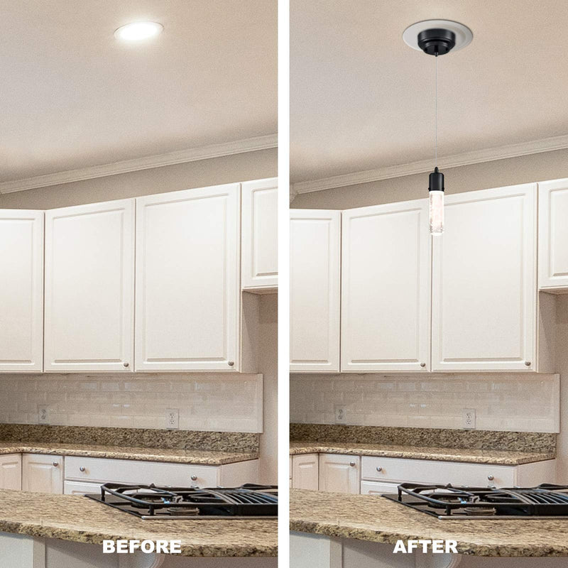 Ciata Lighting Recessed Can Light Conversion Kit to Pendant, Instant Light Conversion Kit for Light Fixtures in White Finish – 1 Pack