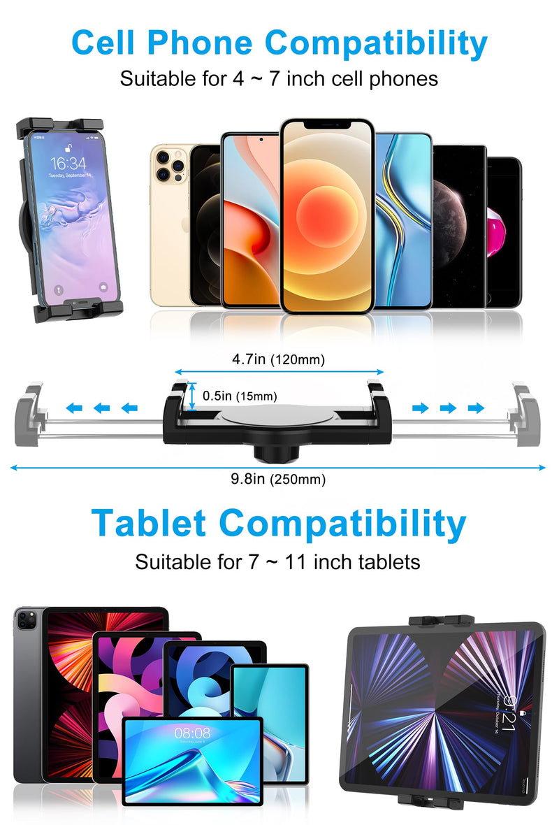 Cup Car Tablet Holder for Car, Car Cup Holder Tablet Mount, Universal Adjustable Gooseneck Cup Holder Tablet Cradle with 360° Rotation for 4-11" Tablet iPad Pro,Galaxy Tabs, Z Fold, Fire, Phone