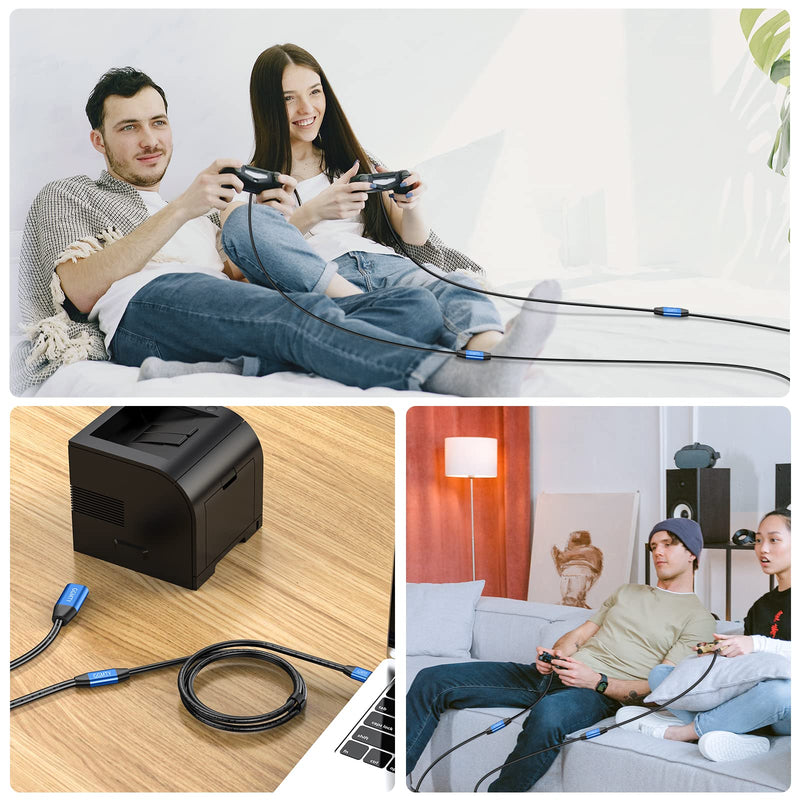 USB 2.0 Type A Male to A Female Active Repeater Extension Cable 50ft, High Speed 480 Mbps 50 ft Blue