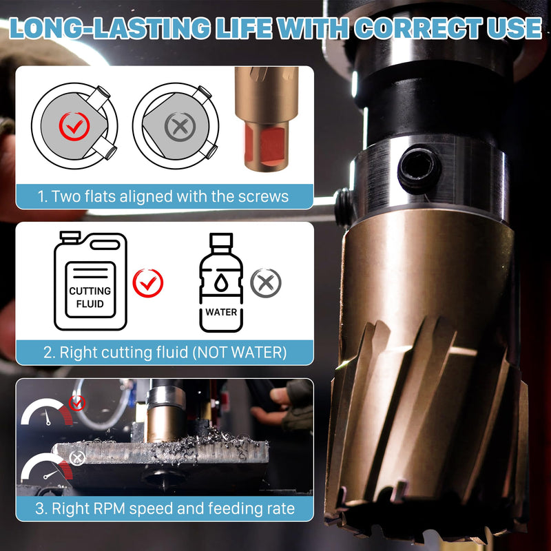 KEENTECH Carbide-Tipped Annular Cutter, 3/4" Dia. x 1-3/8" Depth, 3/4'' Weldon Shank, TCT Mag Drill Bit with Advanced PVD Nano-Coating for Faster, Smoother, Longer-Service Life Cutting Harder Metal 3/4" diameter