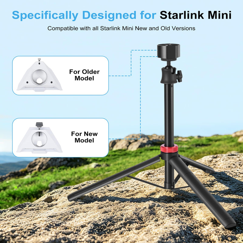 Starlink Mini Tripod Stand Mount with Aluminum Adapter, Portable & 360°Tilt | for All Starlink Mini Models, Starlink Mini Ground Tripod Stand for RV, Backpac Travel, Camping and Outdoor Satellite Setup