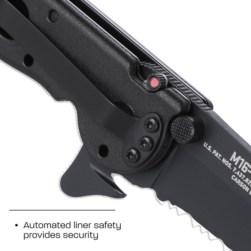 CRKT M16-12ZLEK EDC Folding Pocket Knife: Law Enforcement Everyday Carry, Black Serrated Edge Blade, Tanto, Automated Liner Safety, Nylon Handle, Reversible Pocket Clip Satin Blade / Nylon Handle