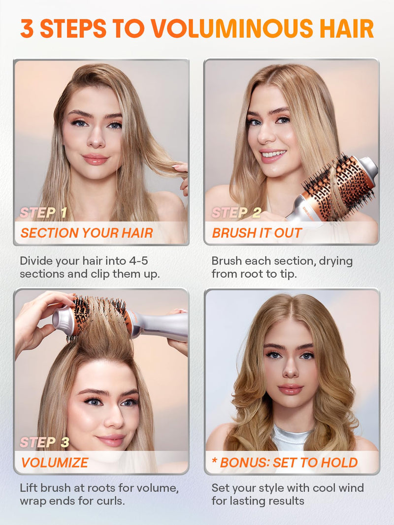 SHEGLAM Blowout Bliss Hot Air Brush for Drying Smoothing Curling and Volumizing with Care for Shiny Hair Hot Air Brush Blowdry Styler 71mm