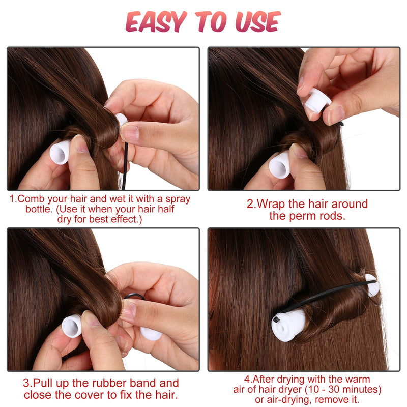 WILLBOND 60 Pcs Short Perm Rods Natural Hair | 0.63 Inch White Perm Rods with Elastic Rubber Band Non Slip Plastic Perming Cold Wave Kit for Women 60 Count (Pack of 1)