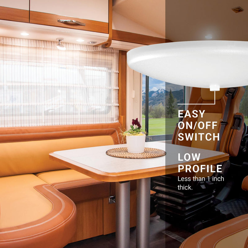PARMIDA (6 Pack) LED RV Dome Ceiling Lights 5CCT, On/Off Switch, Dimmable, Surface Mount Interior Puck Light, Slim Motorhome, Trailer, Camper Lighting, 5W, 27/3/35/4/5/6K, Damp Location, 4.5 Inch