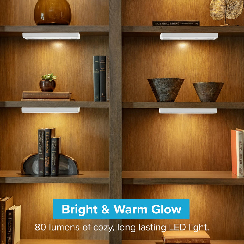 Brilliant Evolution Wireless LED Under Counter Lights with 2 Remote Controls - 6-Pack Battery Operated Under Cabinet Lighting Fixtures - Stick On Push Lights with Timer - Warm White, 8.5x2x1-Inch Remote Control 6 pack