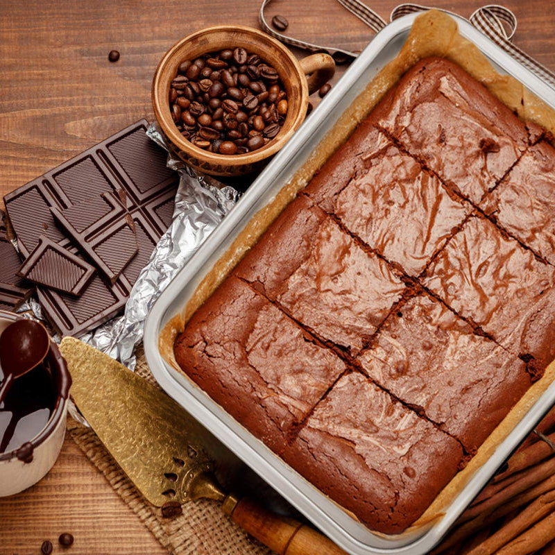 P&P CHEF Lasagna Pan, Rectangular Cake Pan Roaster Pasta Baking Cookie Sheet Pans Stainless Steel, Heavy Duty & Durable, Oven & Dishwasher Safe, 12.7" L x 3.2" H