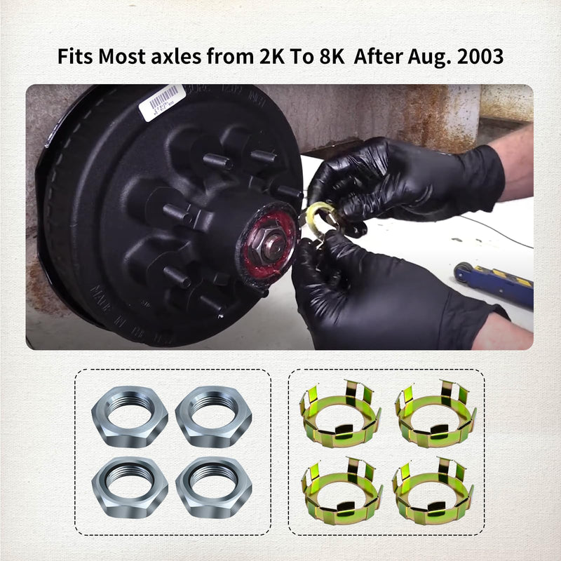 Vanshly，6-191 6-190 Trailer Wheel Axle Nuts and Retainers Compatible With 2K To 8K Dexter Axle