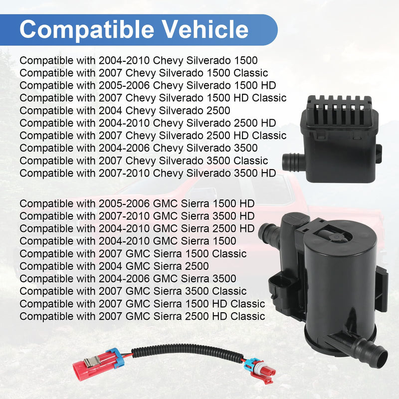 Evap Canister Vent Solenoid Valve P0449 Compatible with Chevy Silverado GMC Sierra 1500 2500 3500 HD Classic 2004-2010 Vapor Canister Vent Solenoid Replaces# 911-237 19207763 10357992 CVS34 911-237 Solenoid Valve
