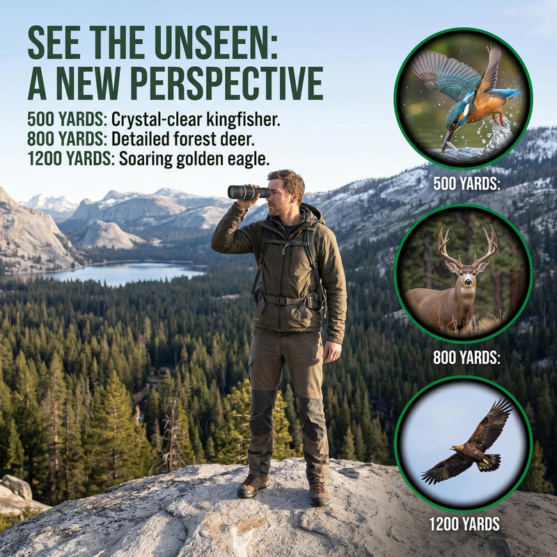 16x52 Monocular Telescope for All Ages – High Powered Compact | Waterproof BAK4 prism, for bird watching, hiking, hunting & wildlife, great gift for men dad husband, outdoor essential