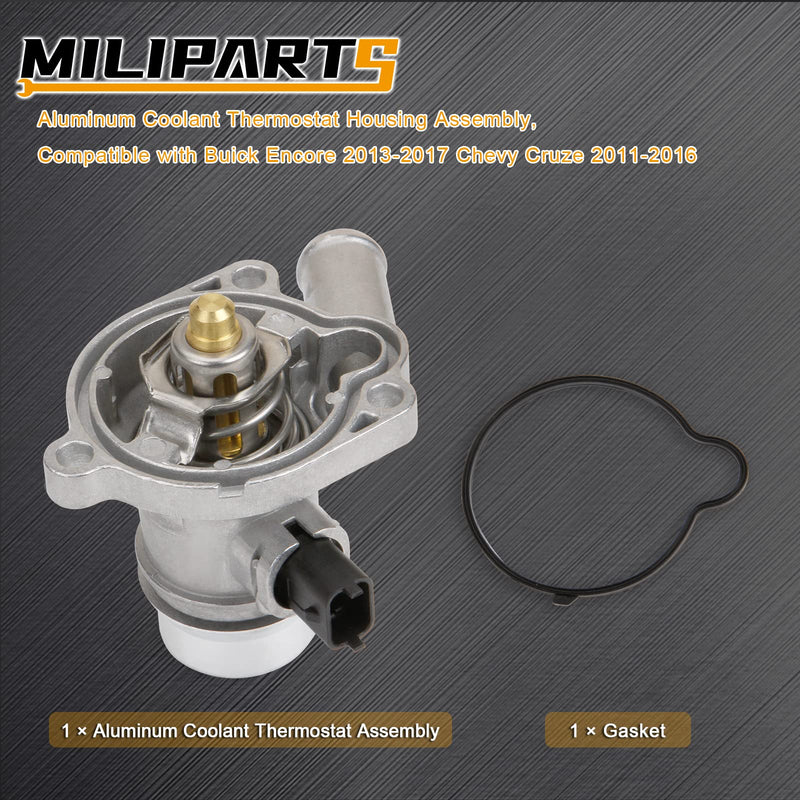 Upgraded Aluminum Engine Coolant Thermostat Housing Assembly Compatible With Buick Encore 2013-2020 Chevy Cruze Sonic Trax 2011-2016 1.4L Replace 55579010 White-ALU