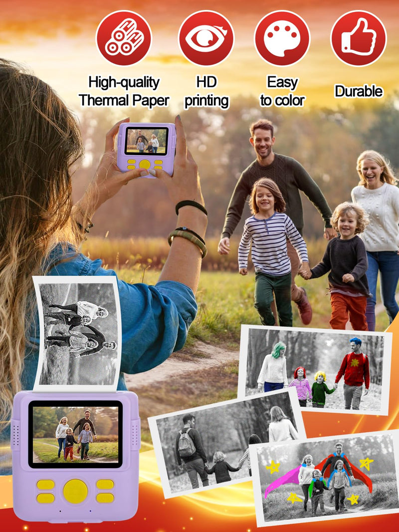 9 Pack Kids Camera Paper Roll Refill - HD Instant Print Thermal Photo Printer Paper for Most Cameras, Birthday Holiday Gifts for Children 9