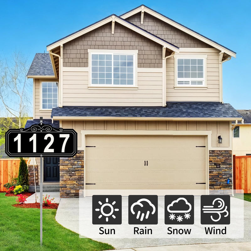 House Numbers for Outside,Yard Address Signs with Stakes, 28 x 13.4 InchWaterproof, Rustproof, House Number Yard Sign, Mailbox Number, Address Plaque. Use. Street, Home, Hotel, Office. (Black(Ground Mount)) Black(Ground Mount)
