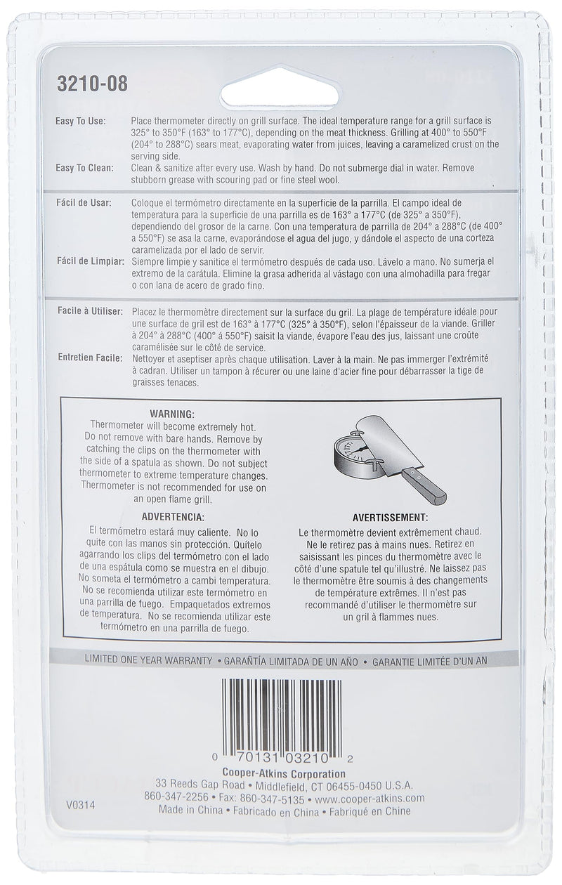 Cooper Atkins 3210-08-1-E Grill Surface Thermometer Nsf