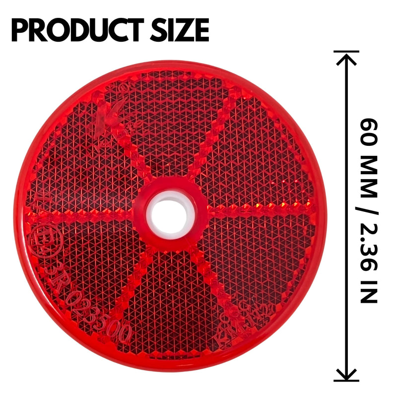 Class A 2" Round Reflector with Center Mounting Hole - Red/Amber for Trailers, Trucks, Automobiles, Mail Boxes, Boats, SUV's, RV's, Industrial Applications (2x Red)… 2x Red