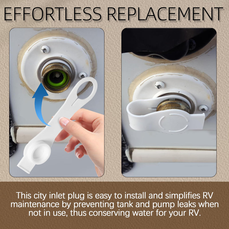 (3-Pack, White 3/4" Water Inlet Plug with Strap A0170SVP, RV Waters Inlets Replacement, Camper Waters Connection Inlet Plug with Strap, RV City Water Fill Inlets Replacement