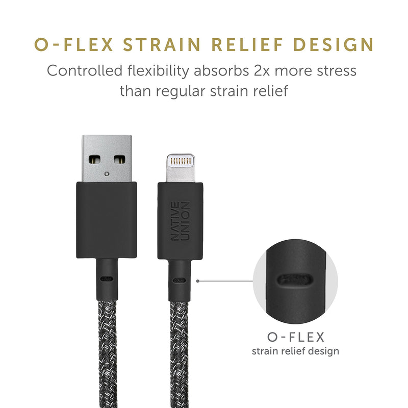 Native Union Night Cable - 10ft Ultra-Strong Reinforced [MFi Certified] Durable Lightning to USB-A Charging Cable with Weighted Knot Compatible with for iPhone 14, iPhone 13 and Earlier (Cosmos) Cosmos