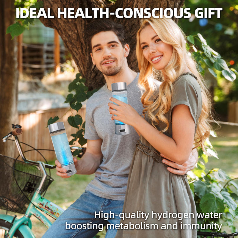 Hydrogen Water Bottle, 1500ppb Hydrogen Water Machine with SPE/PEM Technology, Alternative for Hydrogen Water Pitcher, Water Ionizer, Hydro Water Bottle for Health Silver