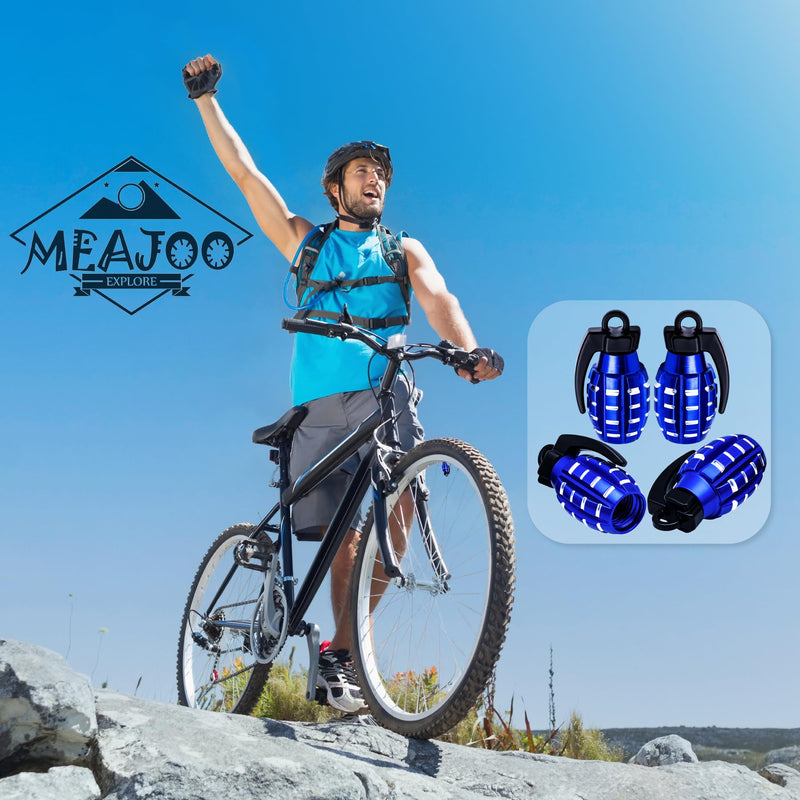 4 PCS Tire Valve Stem Caps, Aluminium Alloy Tire Valve Stem Covers Universal for Cars,Trucks, SUV, Motorcycles, Bike and Bicycles (Blue) 4 pcs Blue