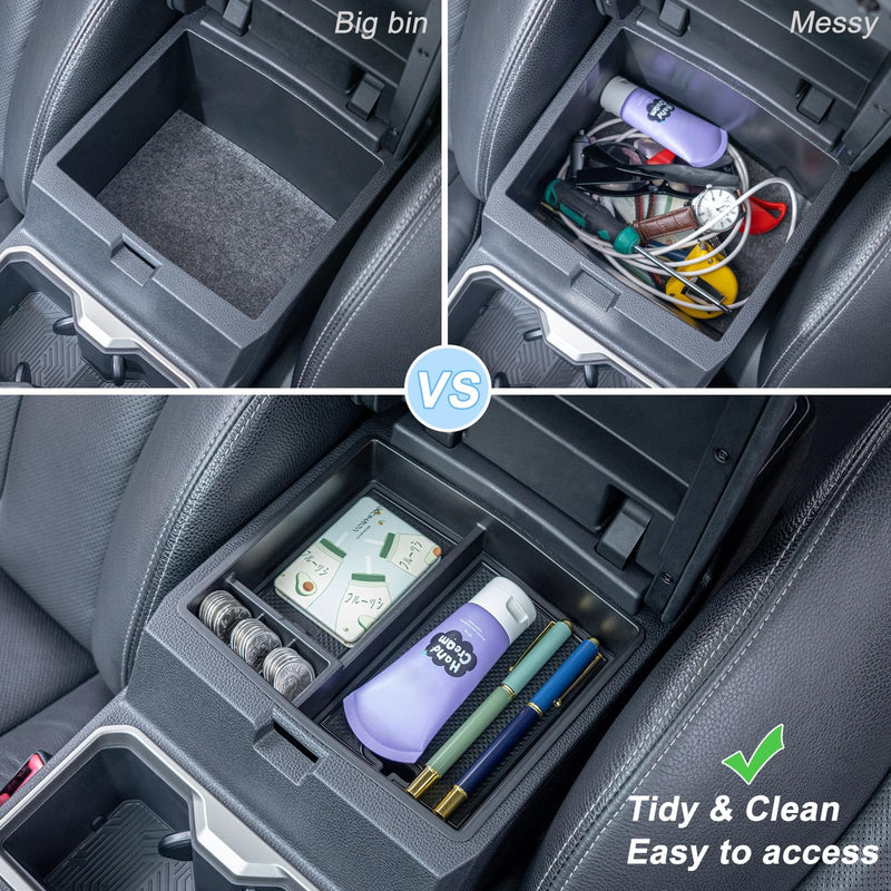 JKCOVER OEM Fit 2024 2025 Tacoma Center Console Organizer Tray Compatible with 2024 2025 Toyota Tacoma(4th Gen) and 2025 Toyota 4Runner(6th Gen) Accessories ABS Plastic Storage Box（Patented Design） black