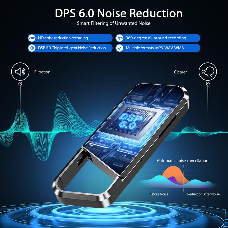 76GB Voice Activated Recorder - 10860H Recording Device with Noise Reduction DSP 6.0 Portable Audio Recorder for Lecture & Meeting - Digital Vioce Recorder with Playback 76.0 GB