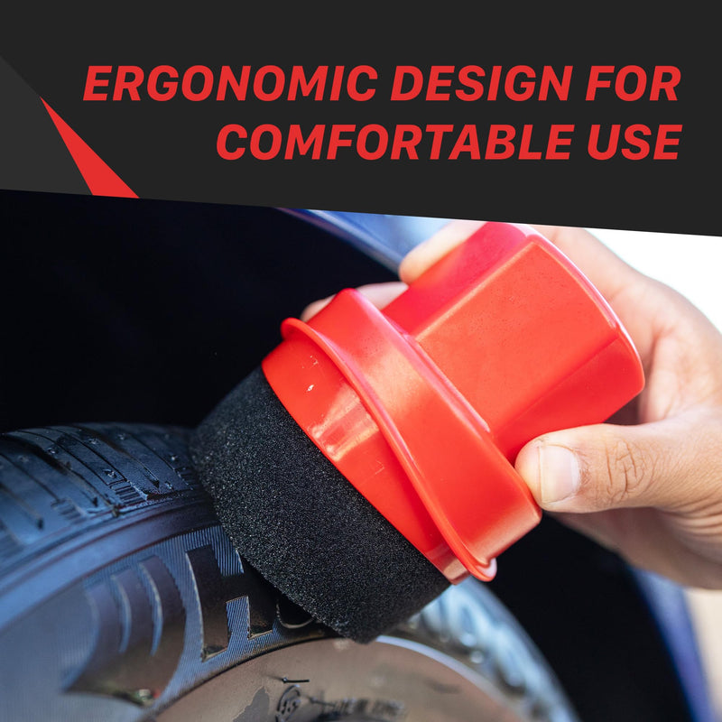 Maxshine Universal Tire Shine Applicator with Protective Cover | Black Foam Pad with Comfortable Grip | Mess-Free Handling, Even Tire Dressing & Coating | Auto Detailing Applicator Tool