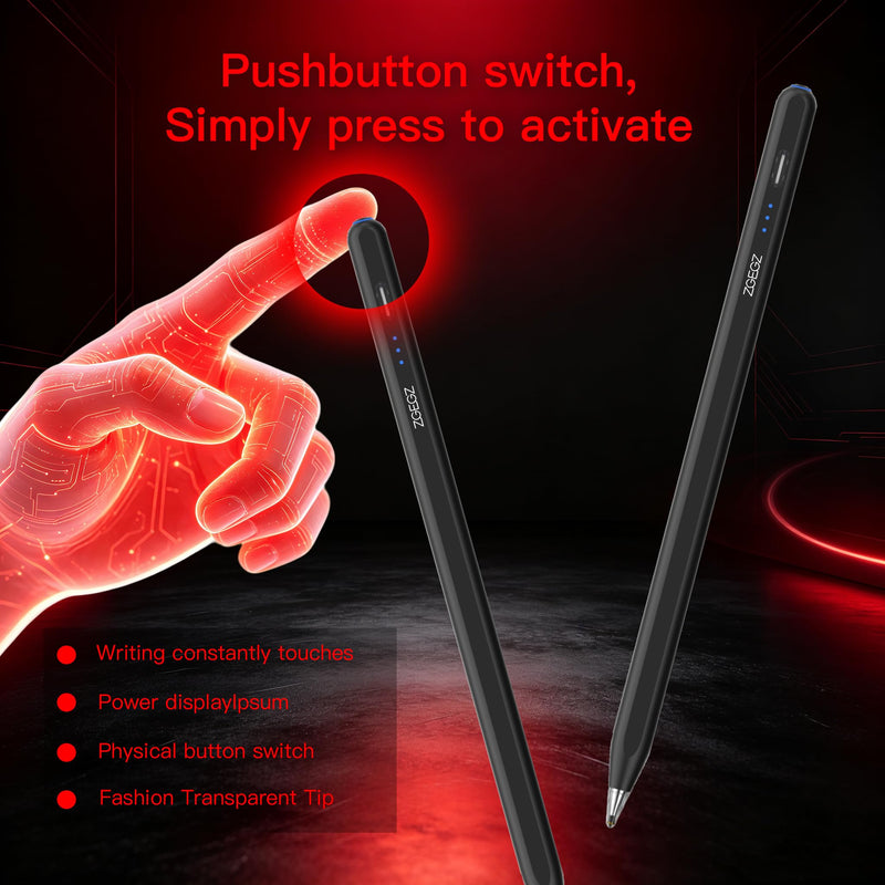 Stylus Pencil for Lenovo Tab/XIAOMI/Redmi pad,30H Battery Life，Black | Accurate writing,ultra long battery life,No Bluetooth needed，Button on/off，Transparent Pen Tip Black