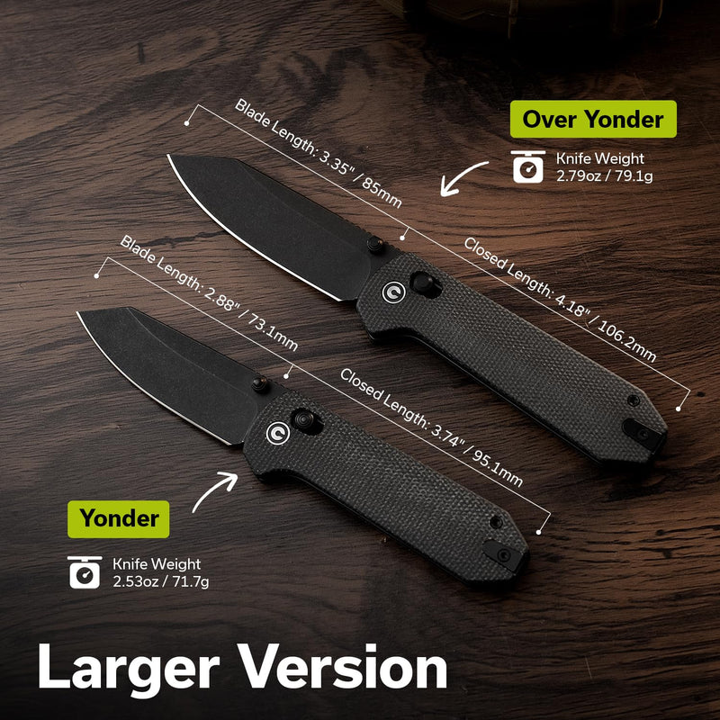 CIVIVI Over Yonder Folding Pocket Knife, Larger Award-Winning Yonder Upgrade, 3.35" 14C28N Blade Micarta Handle, Zac Whitmore Design, EDC Knife for Camping Hiking, Ideal Gift for Men Dad C25027-1 Dark Green