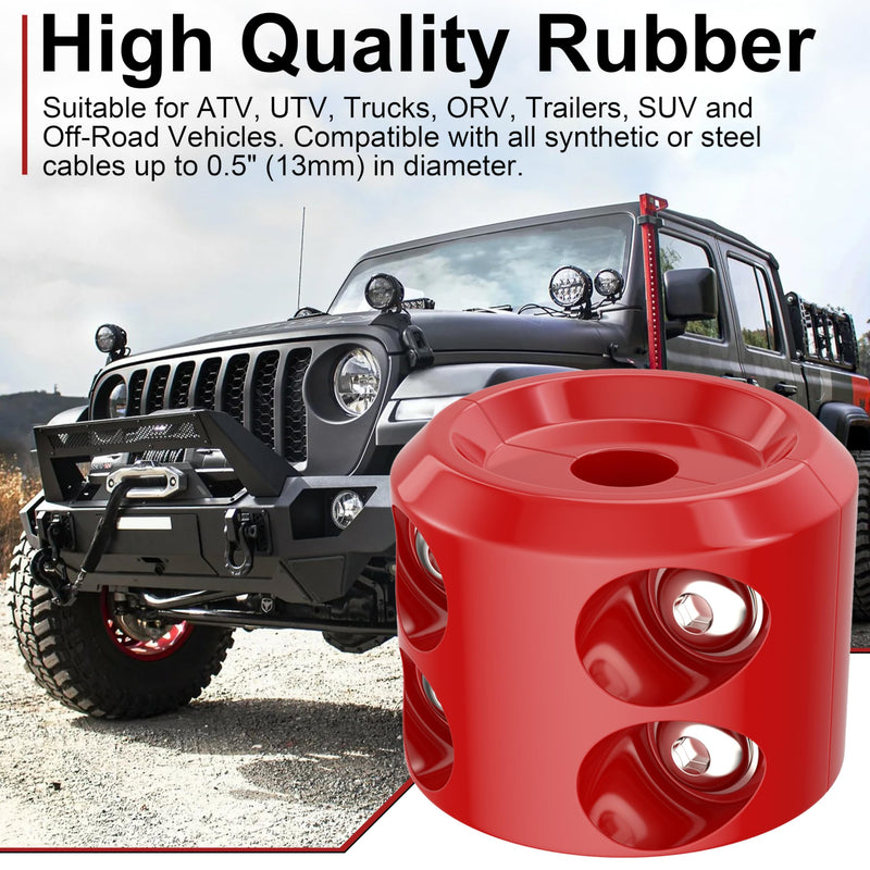Rubber Winch Stopper for Cable Hook, Rubber Rope Line Saver for ATV UTV SUV Winches, with Allen Wrench (Red) red