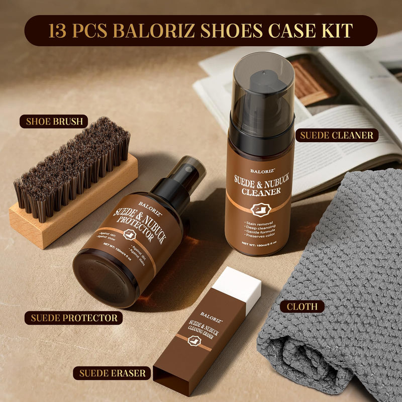Suede & Nubuck Care Kit, 5-Piece Set with Cleaner, Protector, Suede Brush & Eraser Clean, Microfiber Cloth, Premium Care Kit Protect for Shoes, Boots, Uggs, Furniture, Jackets, Bags and Apparel