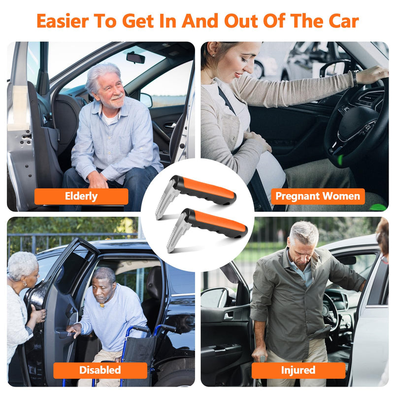 Car Door Handle for Elderly - 2025 New 3-in-1 Car Handle Assist, 2 Pack Auto Cane Portable Vehicle Support Handle Door Assist Bar, Max Load 500 Lbs, Anti-Slip Design (Orange-2-Pack Car Handle) Orange-2-Pack Car Handle