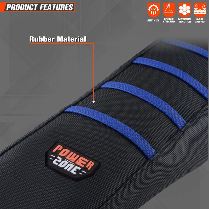 Universial Dirt Bike Seat Cover - Soft Ribbed Rubber Seat Covers for Motorcross Enduro Blue