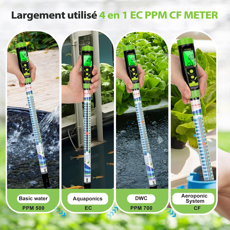 Truncheon Nutrient Meter for Hydroponics, PPM Meter for Nutrients Digital Water Tester EC TDS Tester(EC/PPM500/PPM700/CF) Specifically Designed for DWC,Reservoir, Aquaponics, Indoor Plant Grow YK-E03A