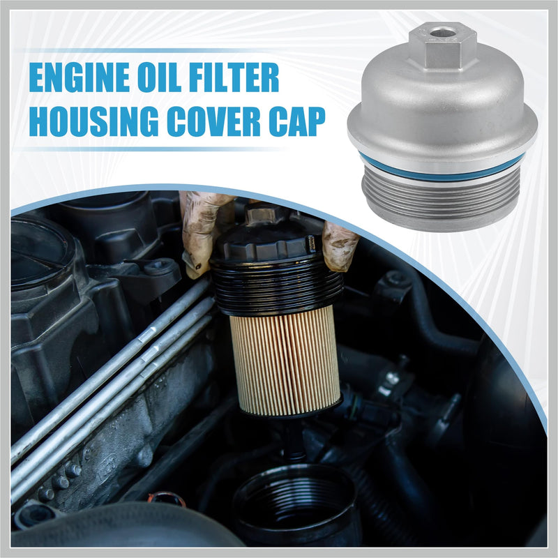 Engine Oil Filter Housing Cover Cap 12583470 for Chevrolet Camaro 3.6L 2010-2015 Metal Silver Tone Replacement Car Parts