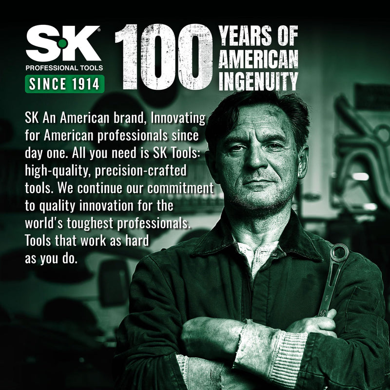 SK 10-Inch Adjustable Wrench, 2.6X ANSI Standard Strength, Heavy-Duty High-Torque, 1.31 '' Jaw Capacity, Cr-V Steel, Black Phosphate Finish, SAE & Metric Scale