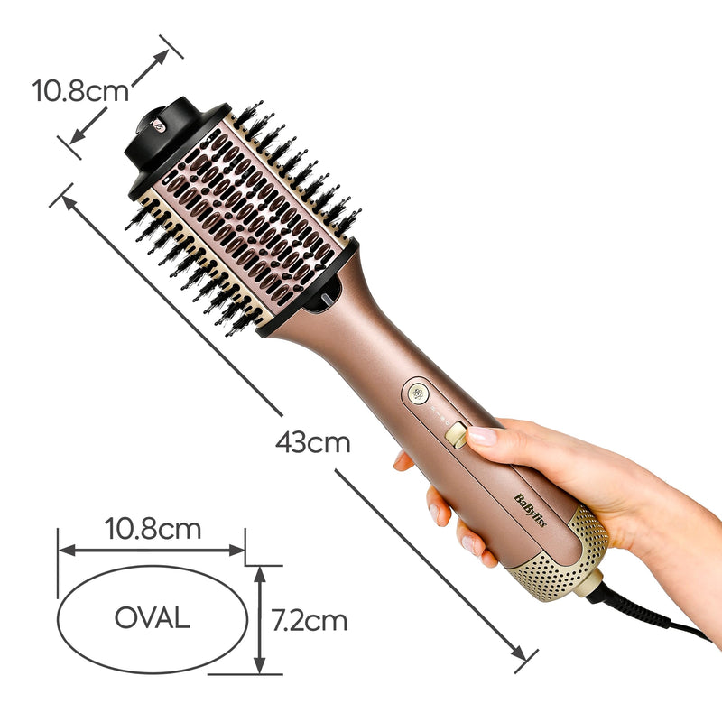 BaByliss Air Power Volume - 2-in-1 Hair Dryer and Styler, Wet and Dry Modes, Smoothing Blow Dryer Brush with 3 Temperature Settings, Ionic & Ceramic, Gold, AS95U