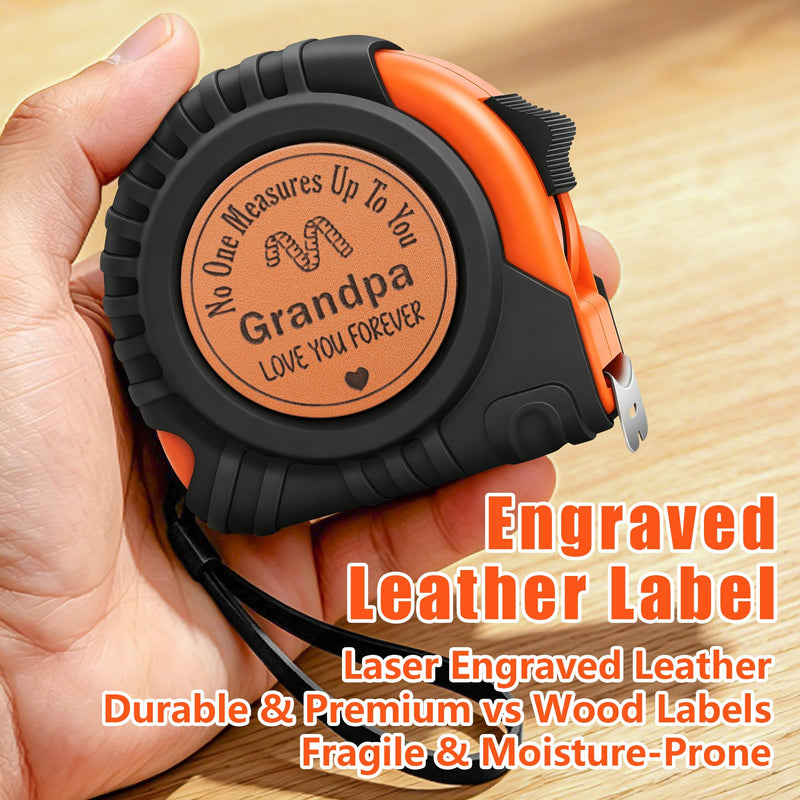 Grandpa Gifts for Papa from Grandkids Birthday Gifts for Grandfather Granddad from Granddaughter Grandson, Christmas White Elephant Grandparents Day Gift Genuine Leather Engraved 25 FT Tape Measure