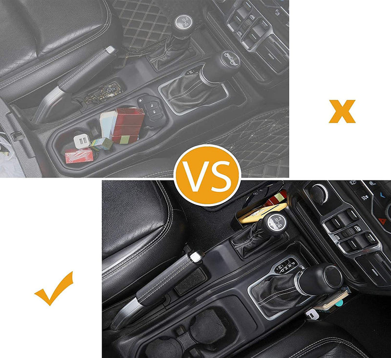 JWWY Update Gear Tray for 2018-2025+ Jeep Wrangler JL JLU & Gladiator JT 4xe Gear Shift Shifter Storage Box Center Console Compartment Organizer Bin, Interior Accessories, Matte Black (Patent Design)