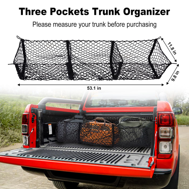 Kaishengyuan Magnetic Car Phone Holder for Toyota Tacoma 2016-2023 & Detachable 3 Pocket Cargo Net Trunk Bed Organizer Heavy Duty Net