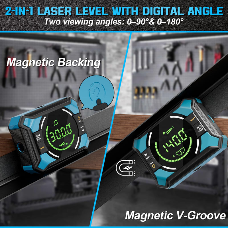 Laser Level with Digital Angle Finder - 3 in 1 Lazer Leveler Tool Digital Angle Gauge Wall Laser Level for Hanging Frames & Picture, Diy Project